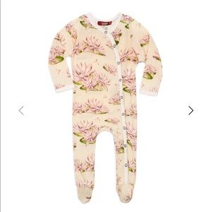 NWT MilkBarn Water Lily Bamboo Snap Footed Romper